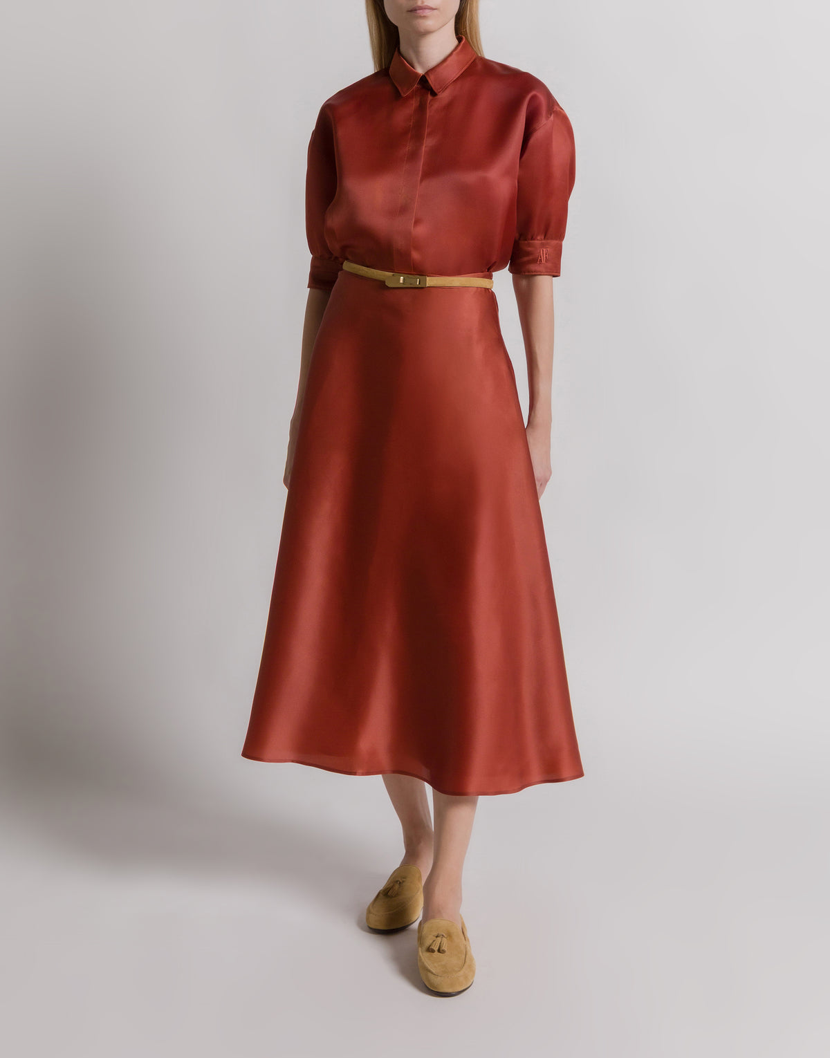 Jupe ample en organza de soie - Red