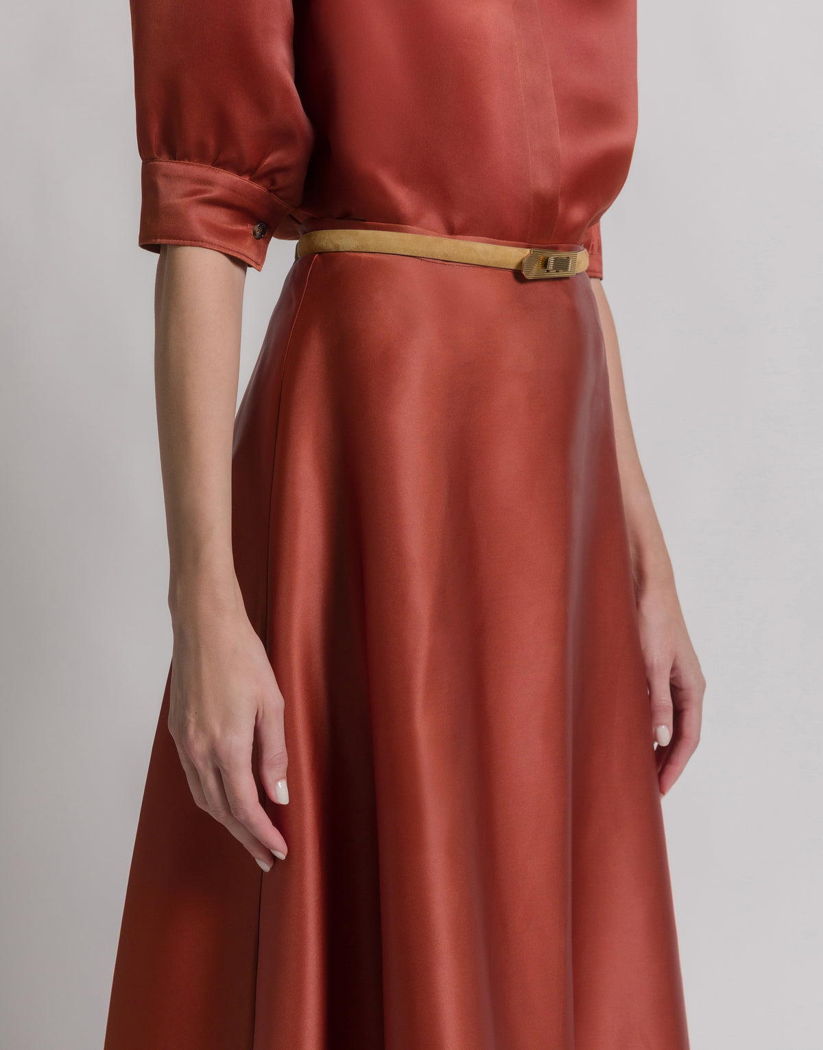 Jupe ample en organza de soie - Red