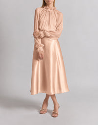 Jupe ample en organza de soie - Beige