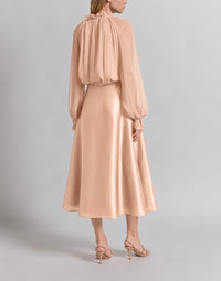 Jupe ample en organza de soie - Beige