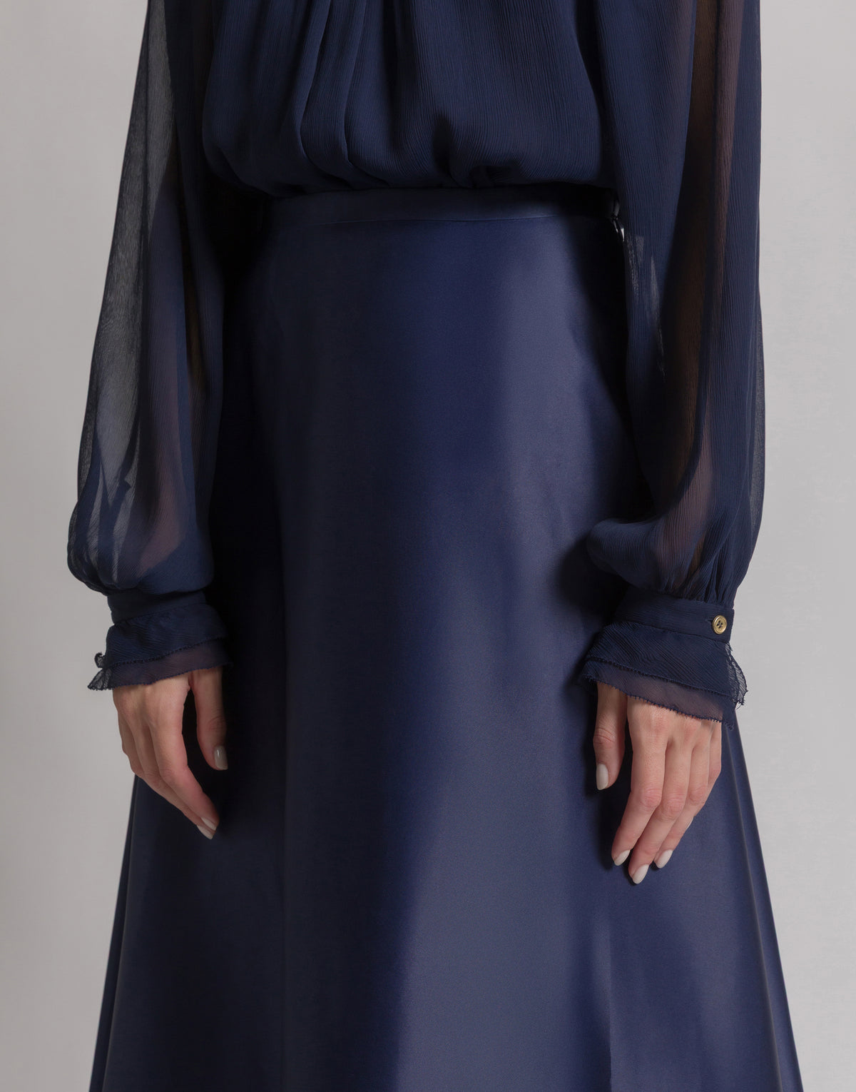 Jupe ample en organza de soie - Blue