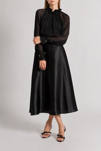 Jupe ample en organza de soie - Black