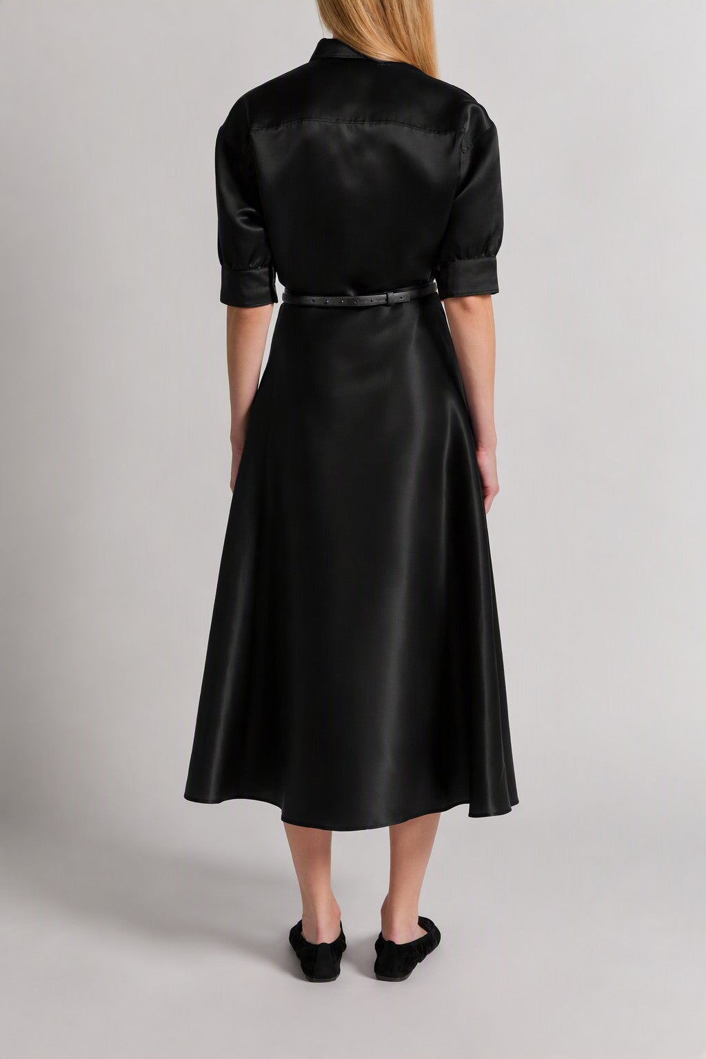 Jupe ample en organza de soie - Black