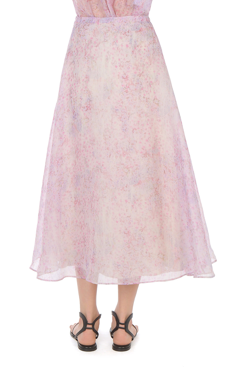 Jupe en organza de soie à imprimé floral - Pink