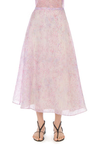 Jupe en organza de soie à imprimé floral - Pink