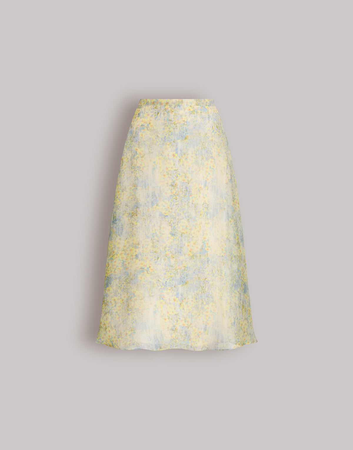 Jupe en organza de soie à imprimé floral - Yellow
