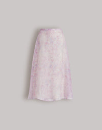 Jupe en organza de soie à imprimé floral - Pink