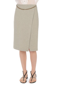 Jupe portefeuille en tweed - Light beige