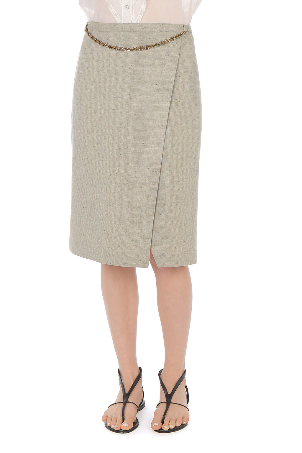 Jupe portefeuille en tweed - Light beige