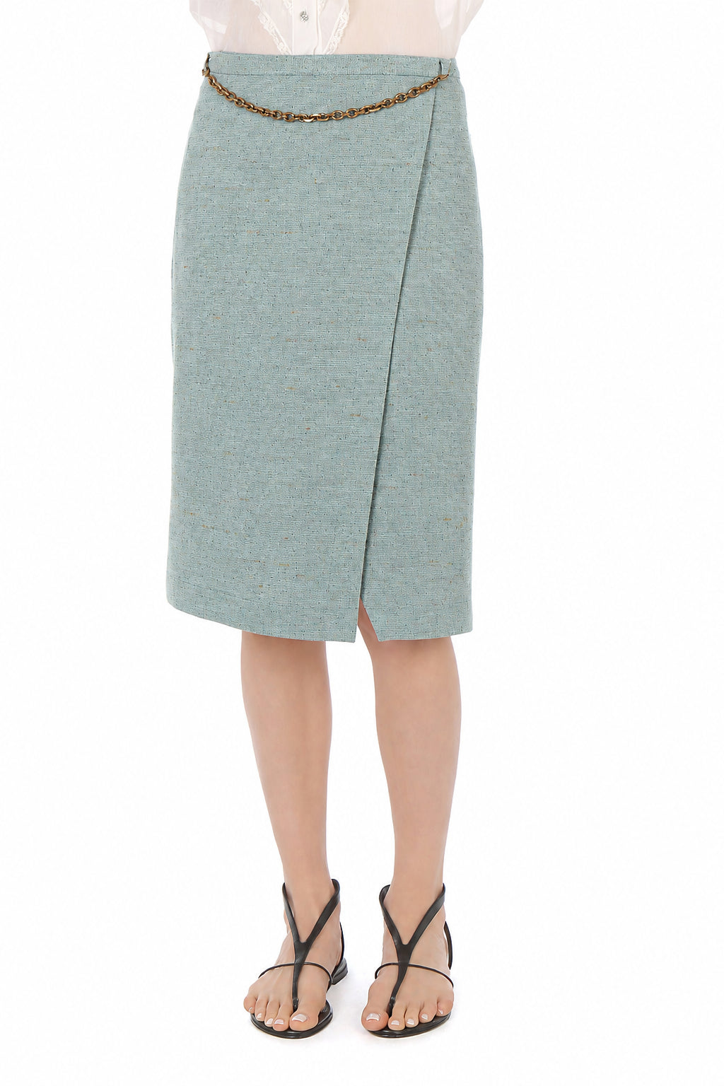 Jupe portefeuille en tweed - Light blue