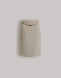 Jupe portefeuille en tweed - Light beige