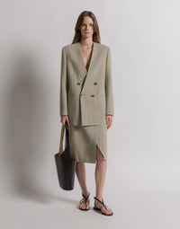 Jupe portefeuille en tweed - Light beige