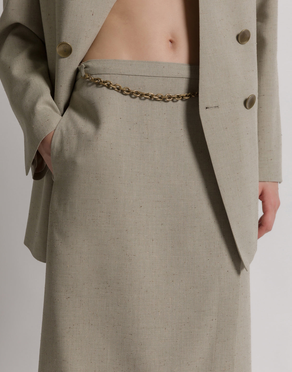 Jupe portefeuille en tweed - Light beige