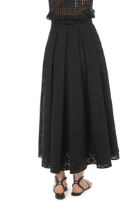 Jupe longue en dentelle Sangallo - Black