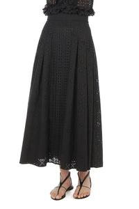 Jupe longue en dentelle Sangallo - Black