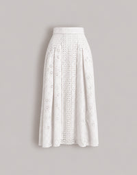 Jupe longue en dentelle Sangallo - White