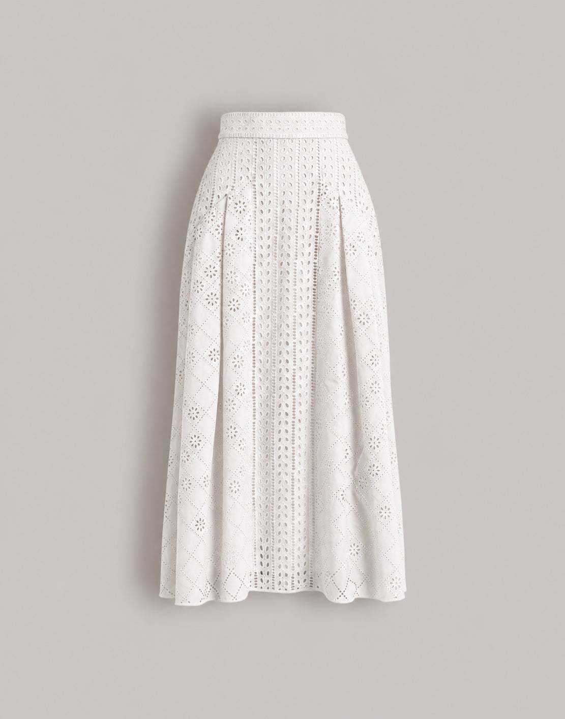 Jupe longue en dentelle Sangallo - White