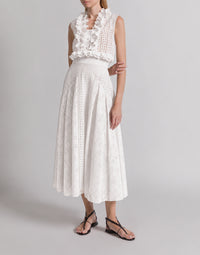 Jupe longue en dentelle Sangallo - White