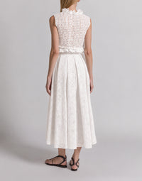 Jupe longue en dentelle Sangallo - White