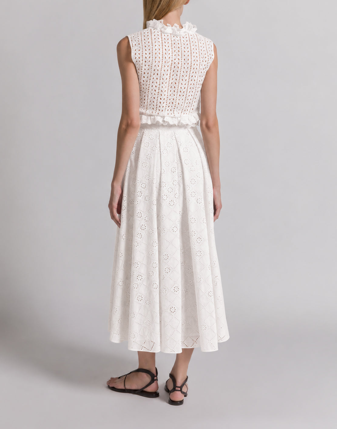 Jupe longue en dentelle Sangallo - White