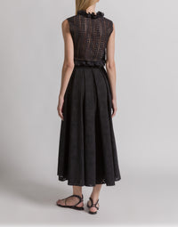 Jupe longue en dentelle Sangallo - Black