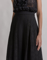 Jupe longue en dentelle Sangallo - Black