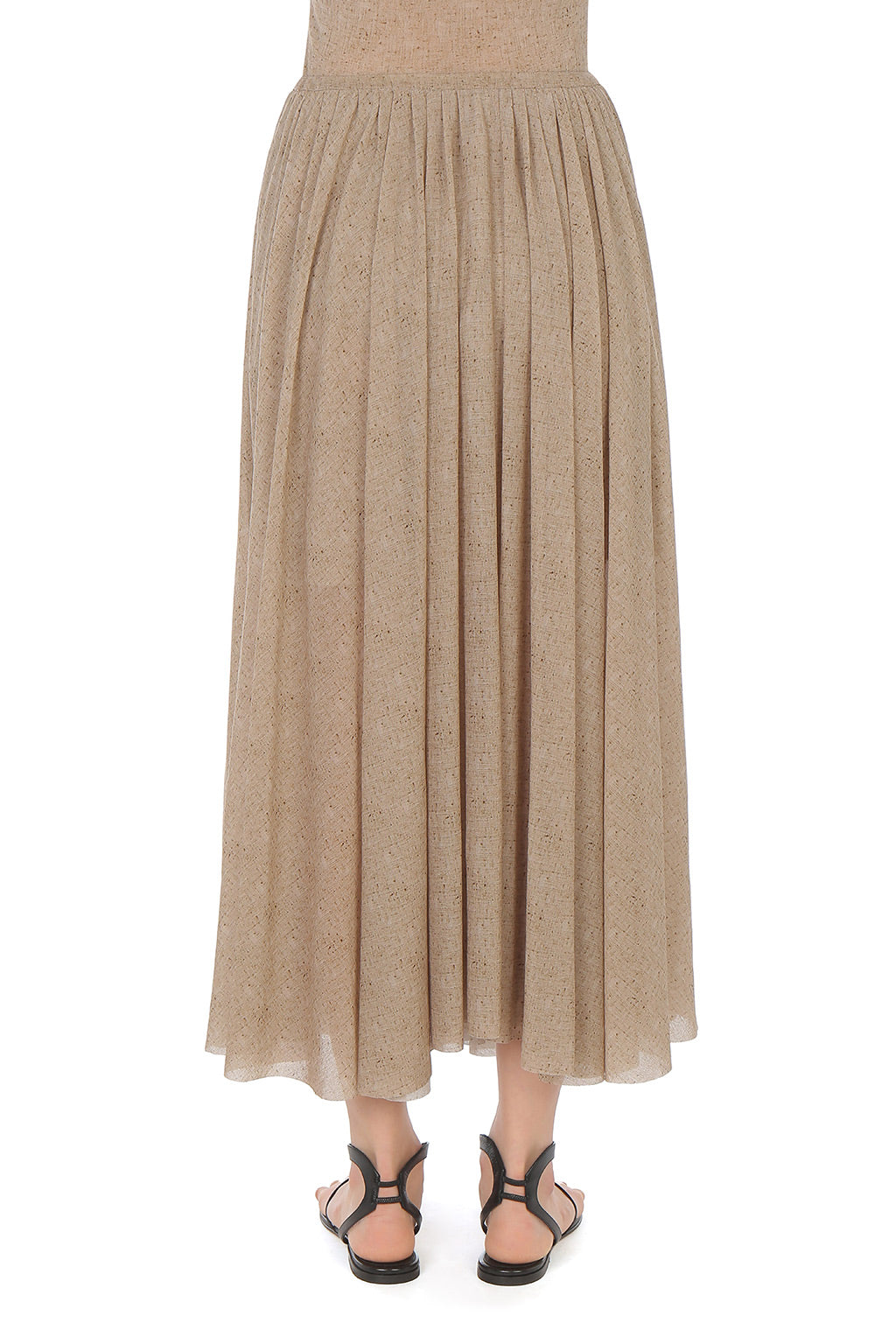 Jupe plissée en tulle imprimé - Beige