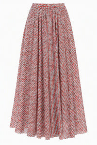 Jupe plissée en tulle imprimé - Red
