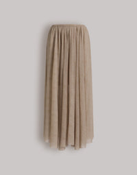 Jupe plissée en tulle imprimé - Beige