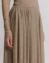 Jupe plissée en tulle imprimé - Beige