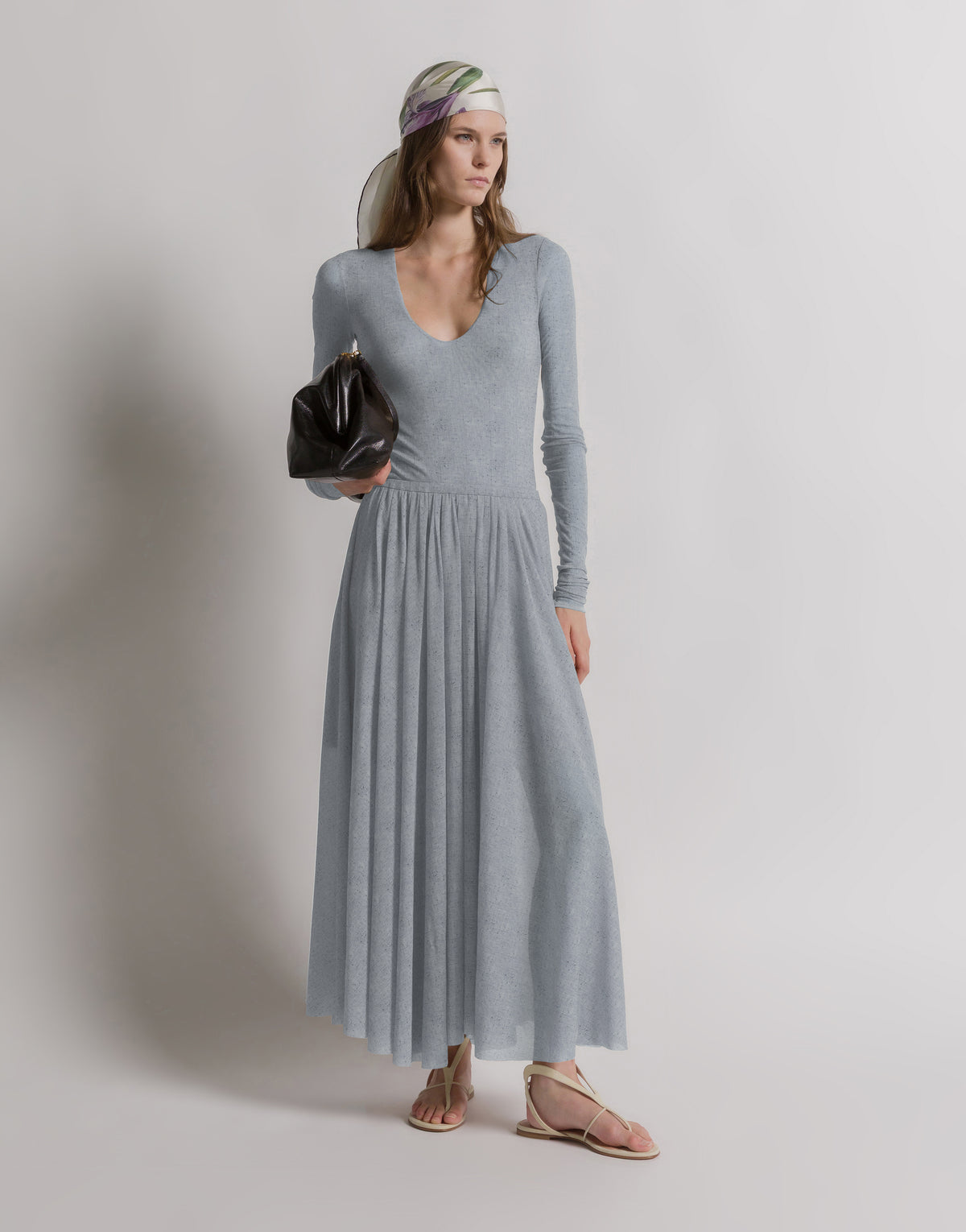 Jupe plissée en tulle imprimé - Light blue