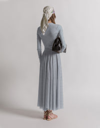 Jupe plissée en tulle imprimé - Light blue