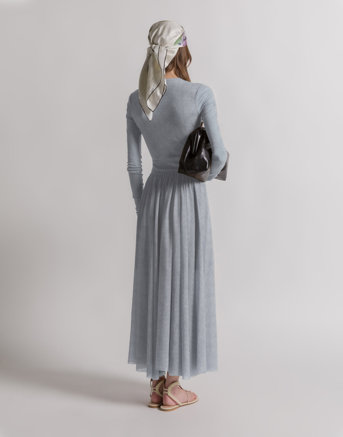 Jupe plissée en tulle imprimé - Light blue