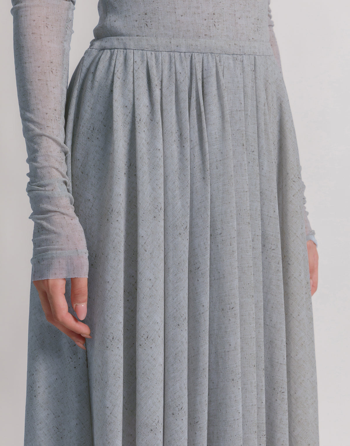Jupe plissée en tulle imprimé - Light blue