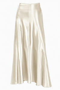 Jupe longue en satin brillant - White