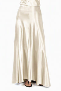 Jupe longue en satin brillant - White