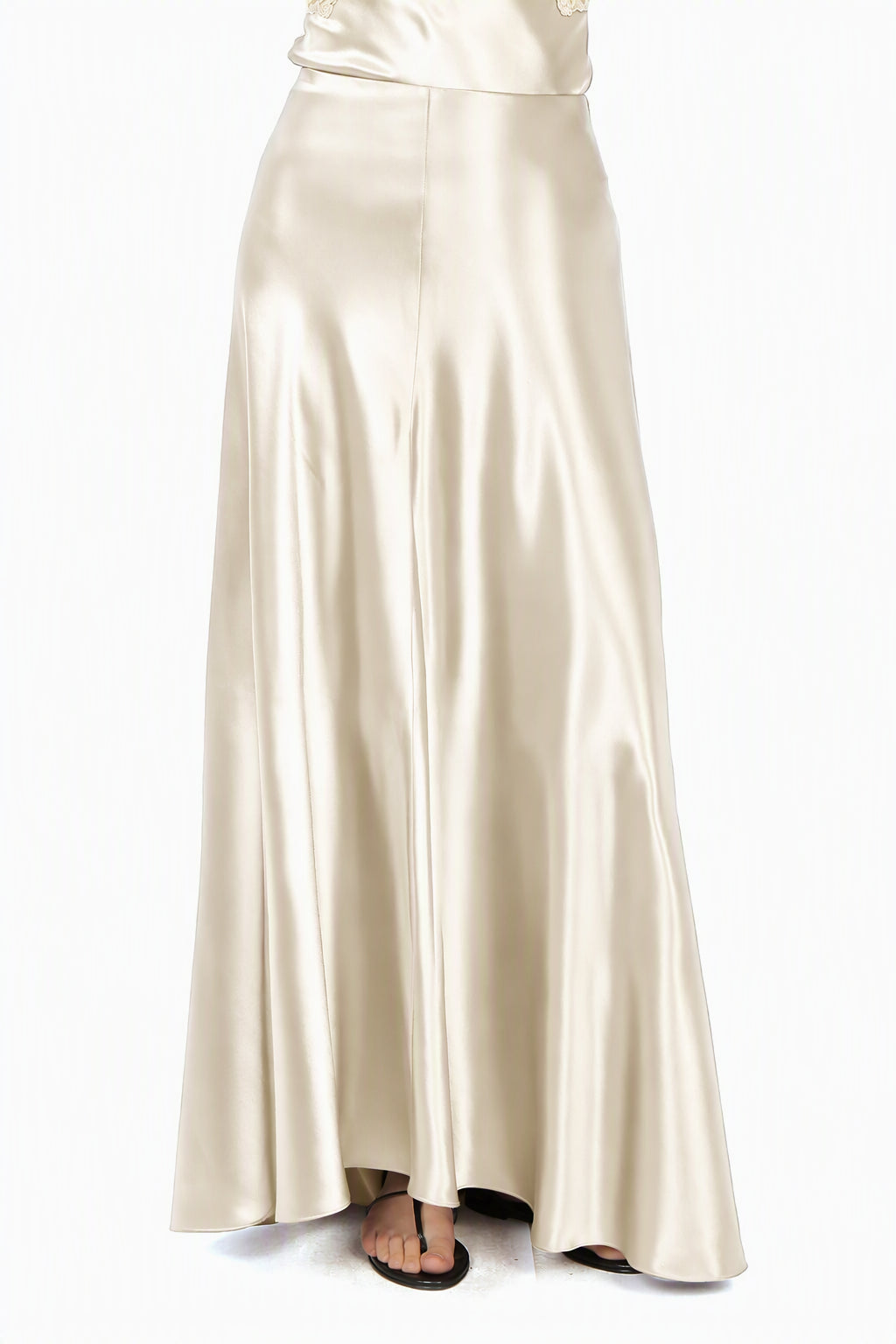 Jupe longue en satin brillant - White