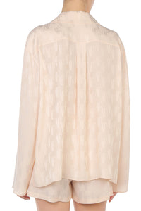 Chemise Satinée Monogrammée - Beige