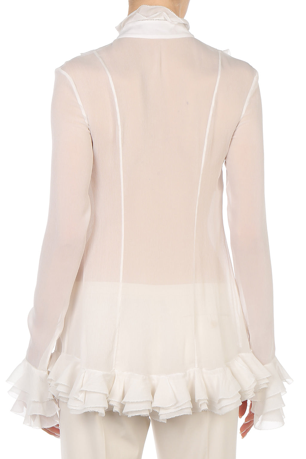 Blouse Transparente à Volants - Ivory