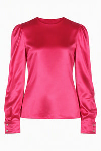 Top Satiné à Manches Longues - Pink