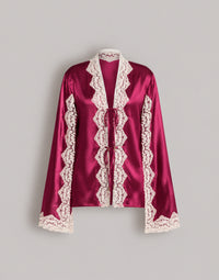Blouse en satin à manches cape - Purple