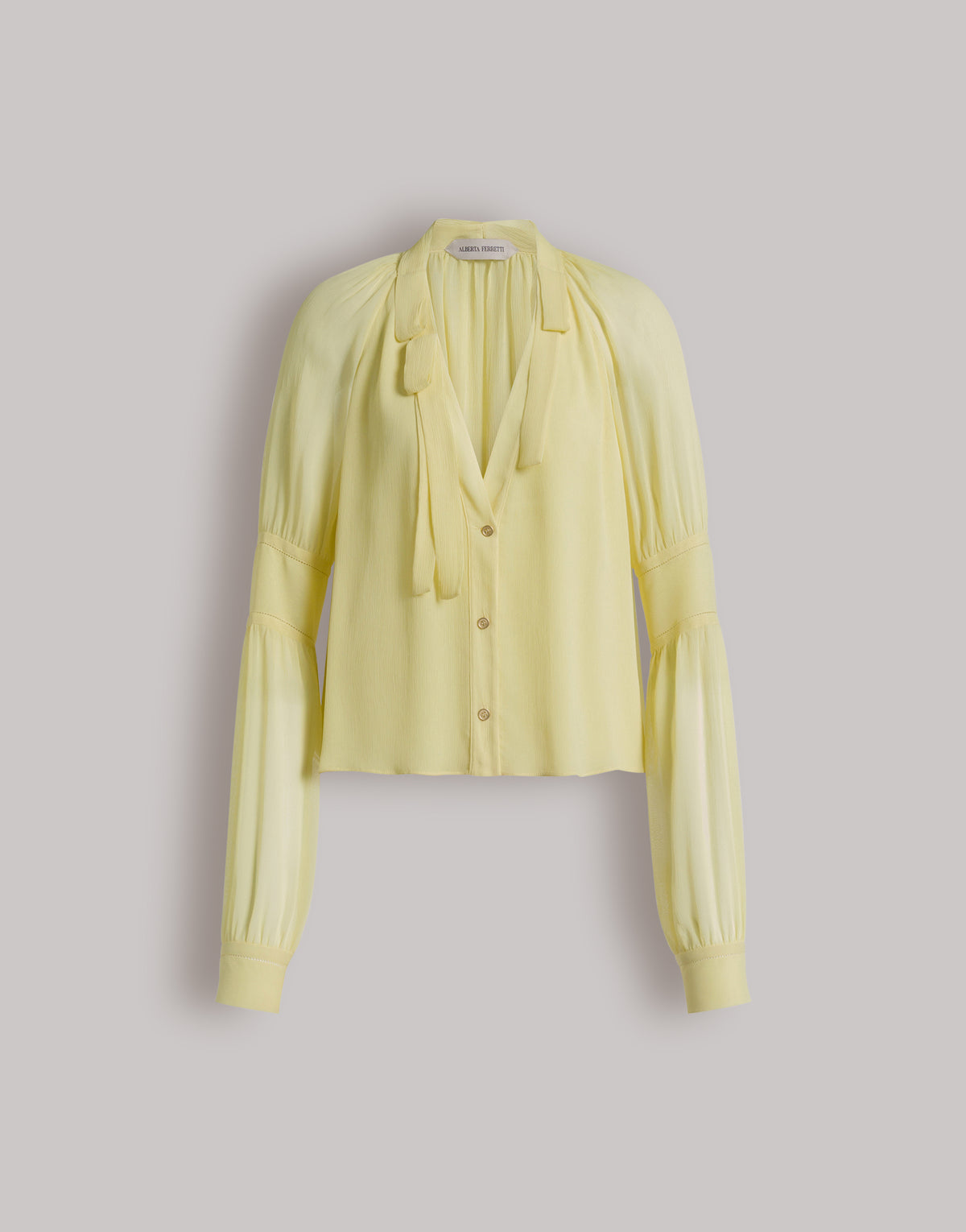 Chemisier en crêponne de soie avec nœud - Yellow