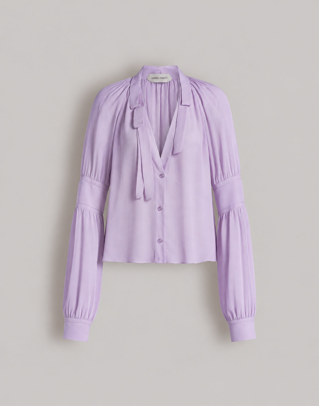 Chemisier en crêponne de soie avec nœud - Purple