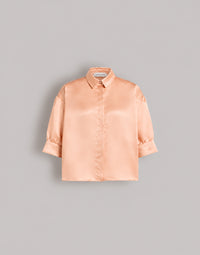 Blouse en organza de soie - Beige