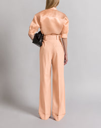 Blouse en organza de soie - Beige