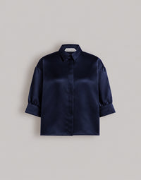 Blouse en organza de soie - Blue