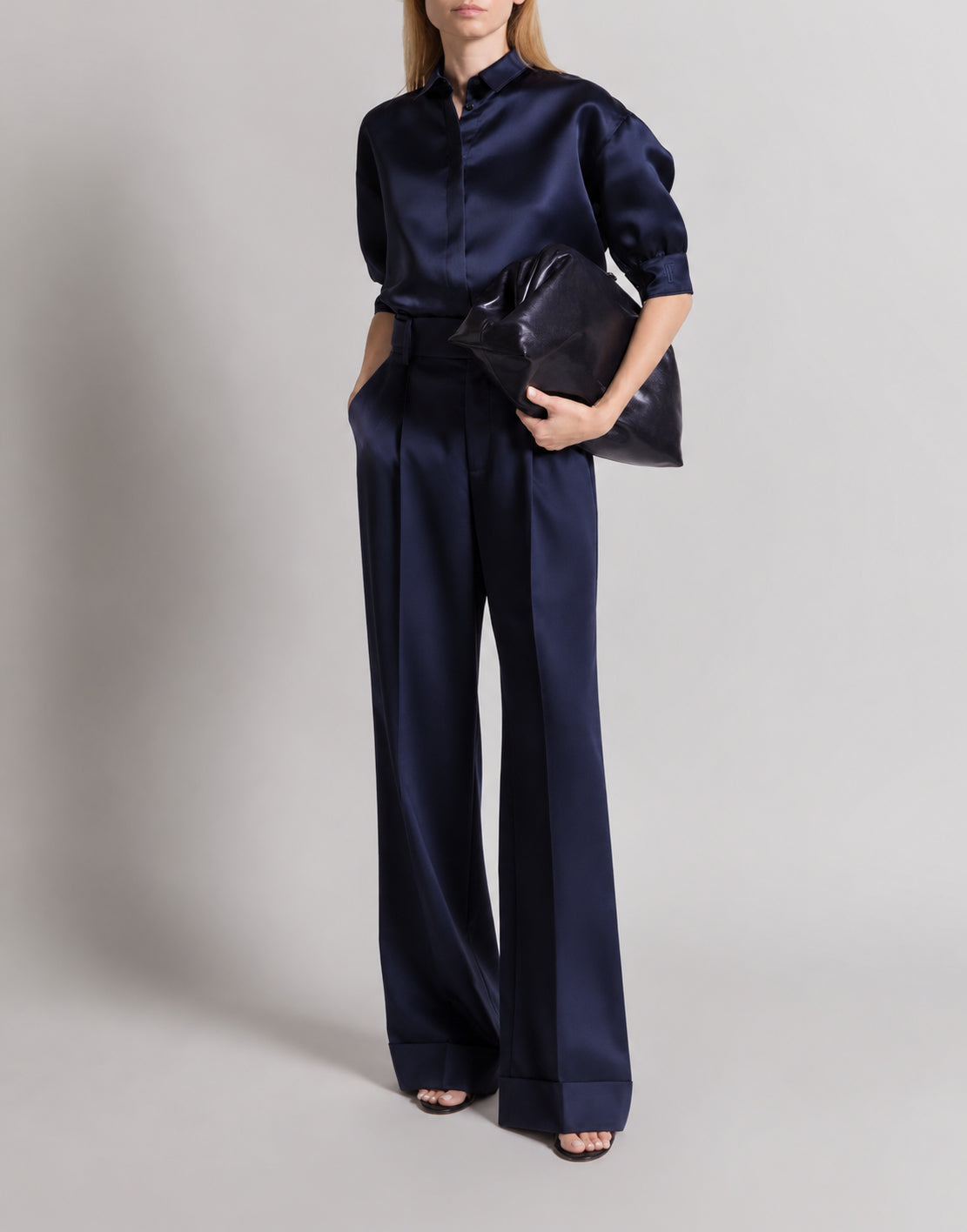 Blouse en organza de soie - Blue
