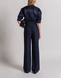 Blouse en organza de soie - Blue