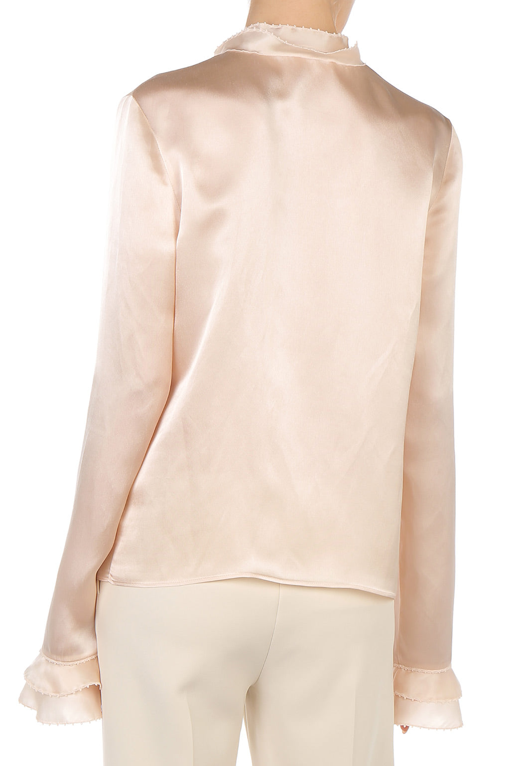 Blouse en soie et satin - Beige