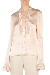 Blouse en soie et satin - Beige